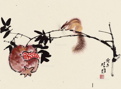 方楚雄 松鼠石榴