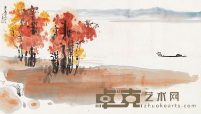 胡若思 秋山红树图 40×67cm