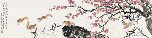 方楚雄 松鼠戏春枝