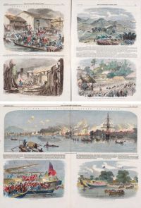 英国新闻画报 1858年第二次鸦片战争英法联军攻陷广东图三页七幅