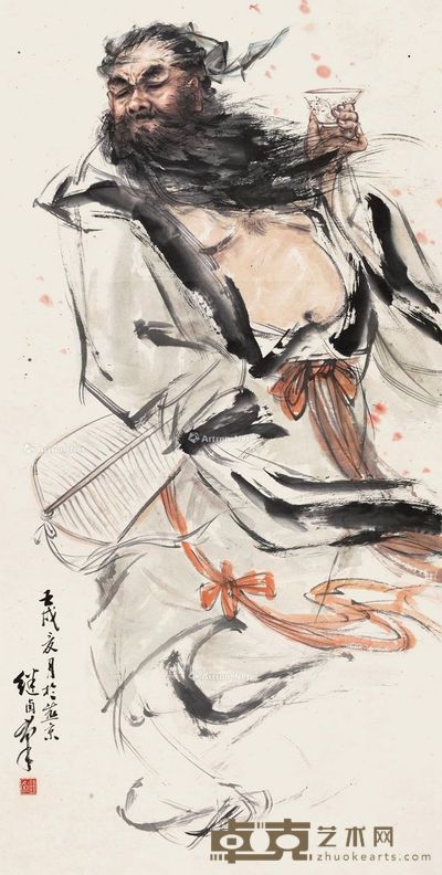 刘继卣 品酒图 136.5×68cm