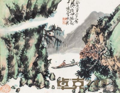 蒲华 峡江泛舟 25×32cm