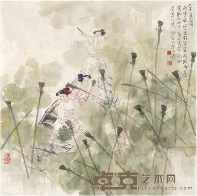 王明明 采莲图 68.5×68.5cm
