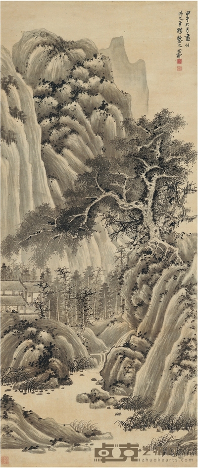 谢稚柳 林泉隐庐图 97.5×41.5cm