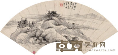 吴湖帆 渔邨远渚图 50.7×17.5cm