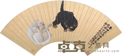 俞涤凡 双猫图 51×18cm