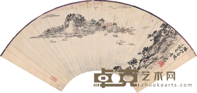 费新我 渔社春晓图 52×19cm