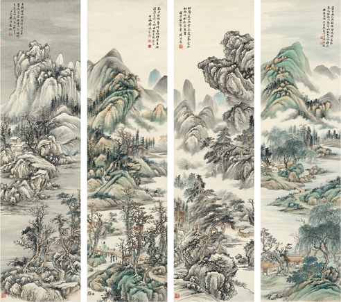 樊浩霖 拟古山水四屏