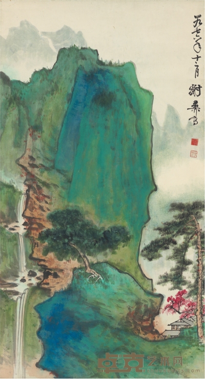 谢稚柳 松溪亭馆图 82.5×44.5cm