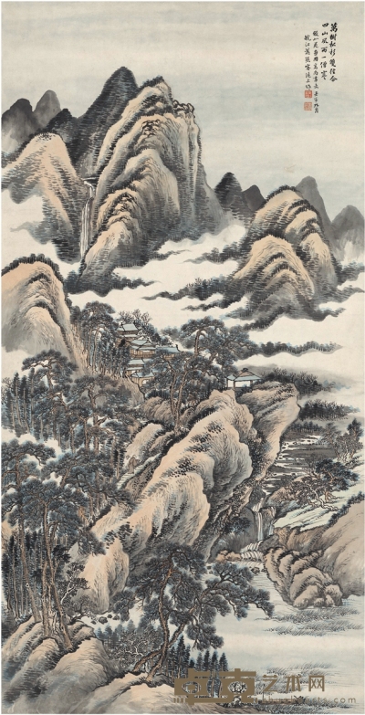 萧愻 万松云岭图 130.5×66.5cm