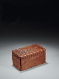 清·楠木雕洞石芭蕉图长方盒