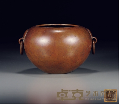清早期 宣德款铜双耳衔环钵式炉 高10.5cm;口径9.2cm