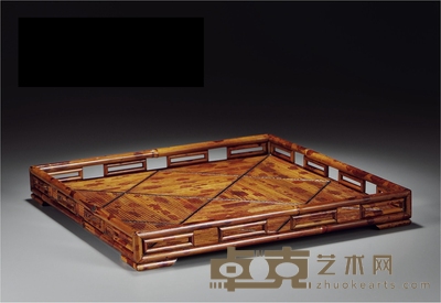 清 湘妃竹承盘 长35cm;宽35cm