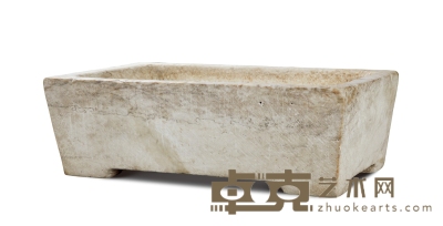 清·汉白玉长方形石盆 61×40×20cm
