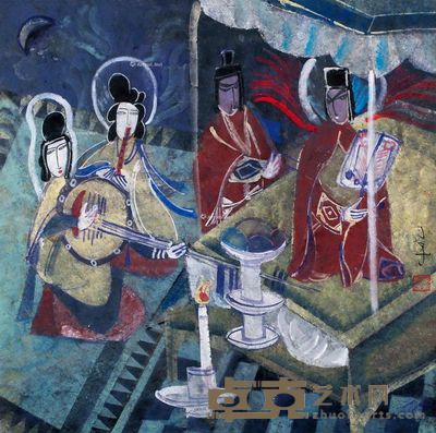 丁立人 戏剧人物之二 65×65cm