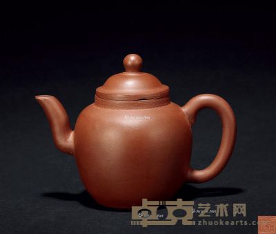 清 邵正来制 紫泥宫灯壶 宽13cm；高9cm