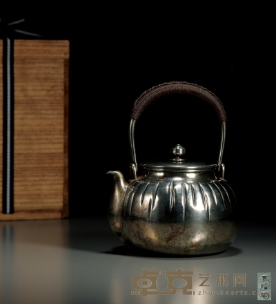 江户时期·名越昌晴制银壶 17×13.5cm