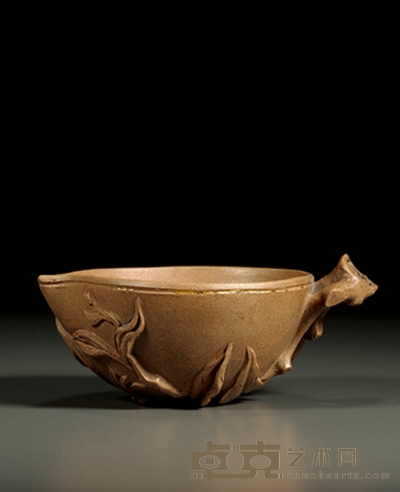 清中早期·段泥描金桃杯 5×11.4cm