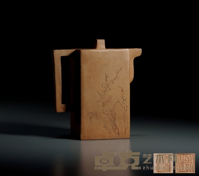 清中期·申锡制茶熟香温款段泥砖方壶 14.8×14.1cm