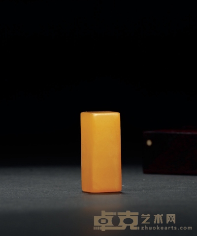 黄寿山石六面平素方章 1.5×1.5×3.7cm