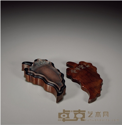 清·叶形端砚 14.2×6.8×1.7cm