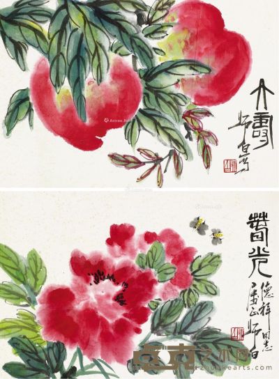 娄师白 花卉 30×44cm×2