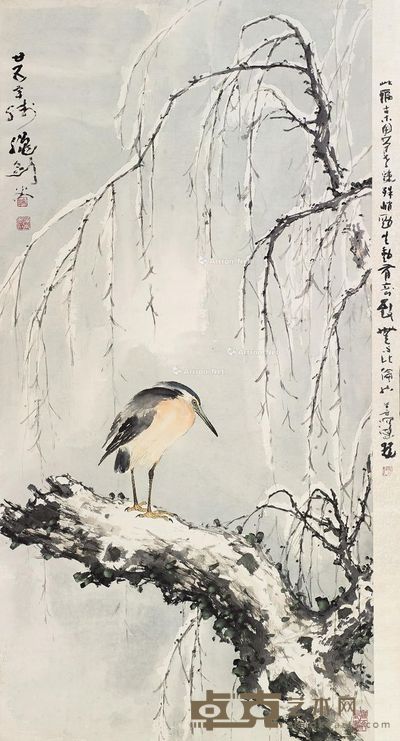 高剑父 雪柳孤鹭 138×68cm