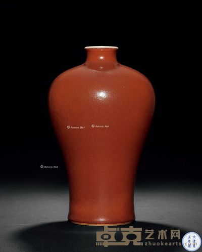 清雍正 红釉梅瓶 高26cm