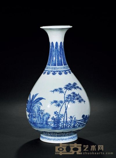 清雍正 青花三友图玉壶春瓶 高35cm