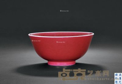 清光绪 胭脂红釉碗 直径12.5cm