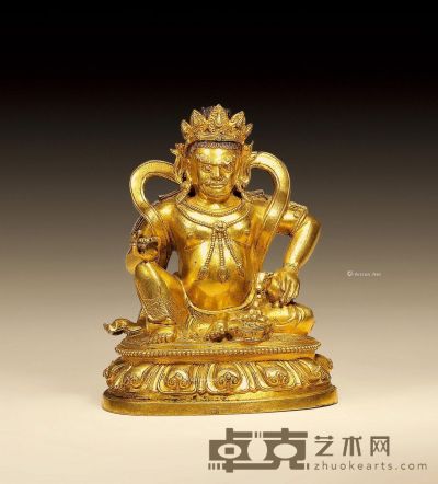 清康熙 铜鎏金黄财神 高12.5cm