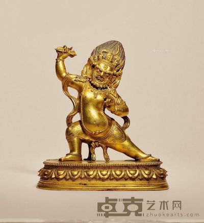 17世纪 铜鎏金金刚手菩萨 高16.5cm