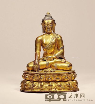 14世纪 铜鎏金释迦牟尼 高20.5cm
