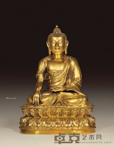 明中期 铜鎏金释迦牟尼 高31cm