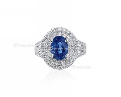 2.49克拉天然「斯里兰卡」蓝宝石配钻石戒指（未经热处理）