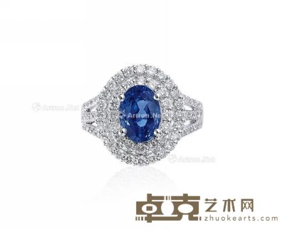 2.49克拉天然「斯里兰卡」蓝宝石配钻石戒指（未经热处理） --