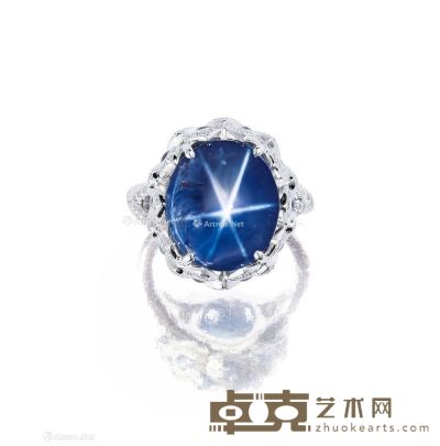 16.82克拉天然「星光」蓝宝石配钻石戒指 --