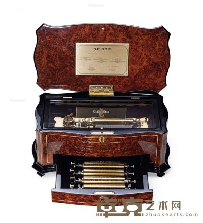 现代 御爵五音筒十五曲木质音乐盒 18.0×41.0×23.5cm