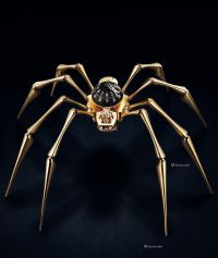 「Arachnophobia Gold」限量版黄铜镀金蜘蛛形8天动力时钟