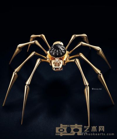 「Arachnophobia Gold」限量版黄铜镀金蜘蛛形8天动力时钟 站立时高20.3cm