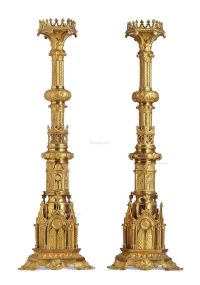 约19世纪 法国 铜鎏金烛台
