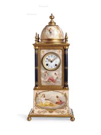 约19世纪 法国 维也纳风格彩绘珐琅瓷面鎏金座钟