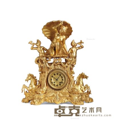 约19世纪 法国 路易十六风格铜鎏金人物座钟 49×23×56cm