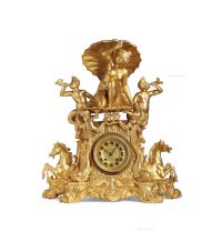 约19世纪 法国 路易十六风格铜鎏金人物座钟