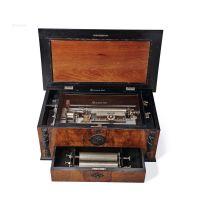 约19世纪 瑞士 三音筒十八曲木质音乐盒