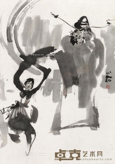 傅小石 锺馗 71×50cm