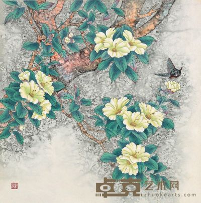 金鸿钧 花蝶图 65.3×65.3cm