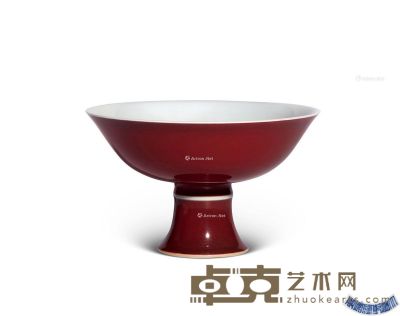 清乾隆 霁红釉高足碗 高11cm