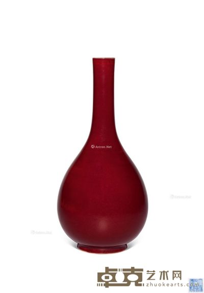 清乾隆 红釉胆瓶 高32.8cm