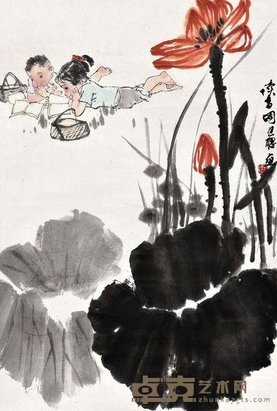 周思聪 读书图 69.5×46.5cm